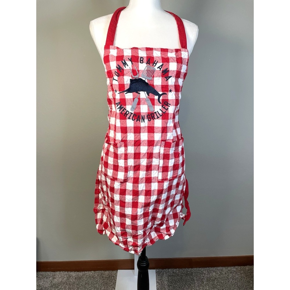 Tommy Bahama‎ BBQ Apron Cooking Kitchen Picnic Checkered Backyard Grill Summer